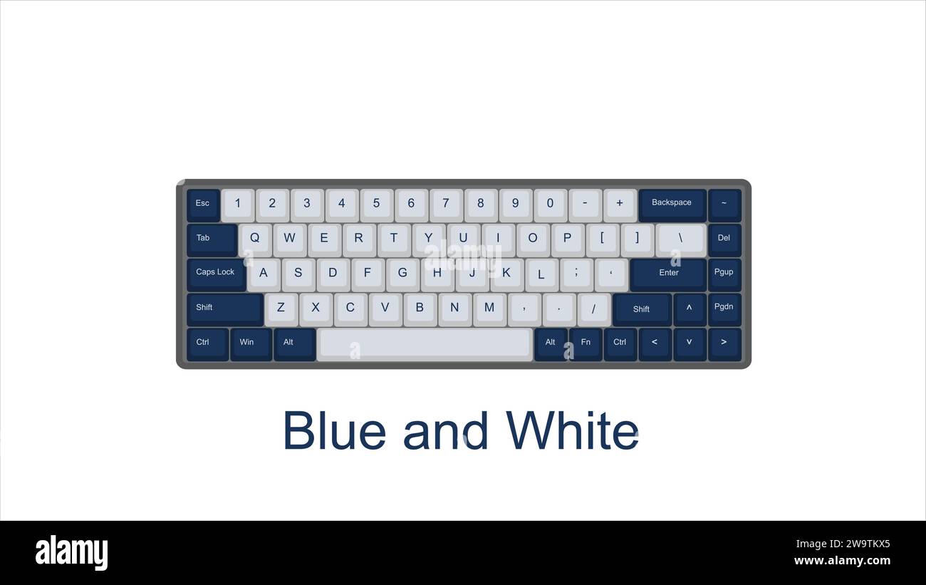 Gioco con tastiera Vector Mechanical con tasti PBT vintage retrò layout al 68% con illustrazione di sfondo trasparente isolata Illustrazione Vettoriale