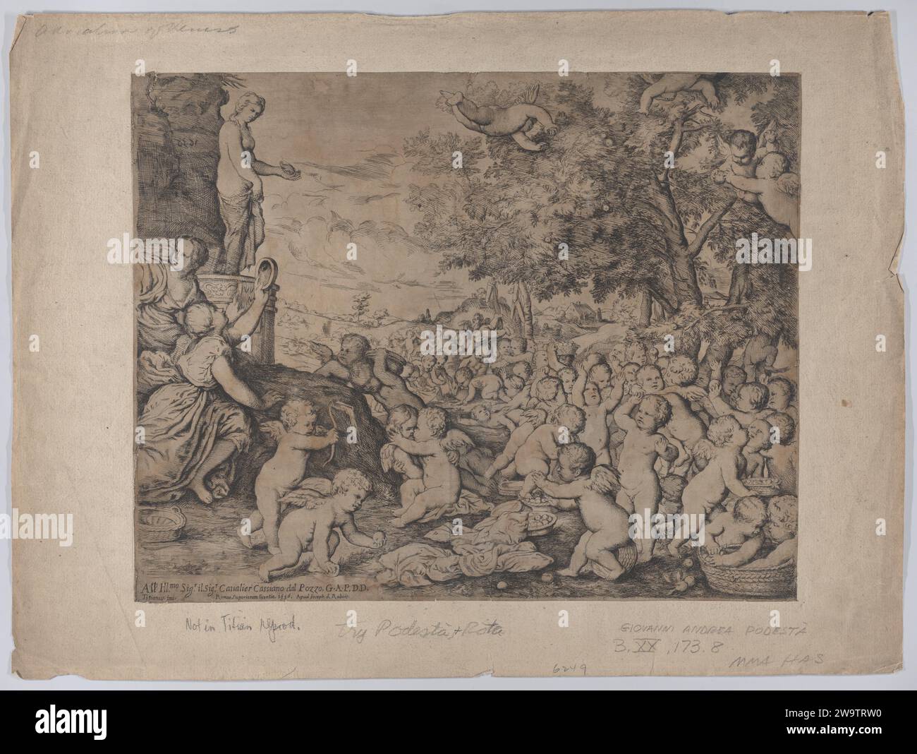 Putti davanti a una statua di Venere; dopo Tiziano 1962 di Giovanni Giacomo De Rossi Foto Stock