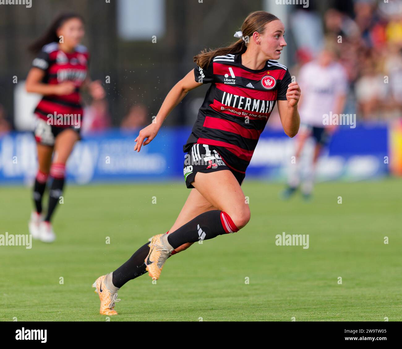 Sydney, Australia. 30 dicembre 2023. Cushla Rue of the Wanderers in azione durante l'A-League Women RD10 match tra Western Sydney Wanderers e Melbourne Victory al Wanderers Football Park il 30 dicembre 2023 a Sydney, Australia Credit: IOIO IMAGES/Alamy Live News Foto Stock