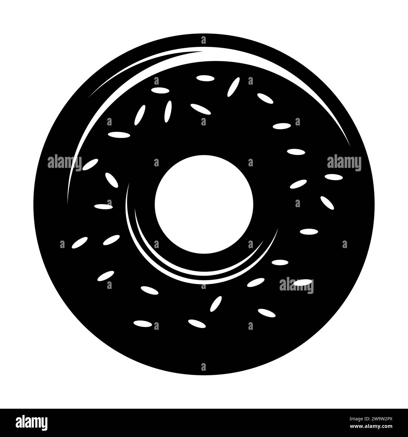 Icona vettoriale nera Donut su sfondo bianco Illustrazione Vettoriale
