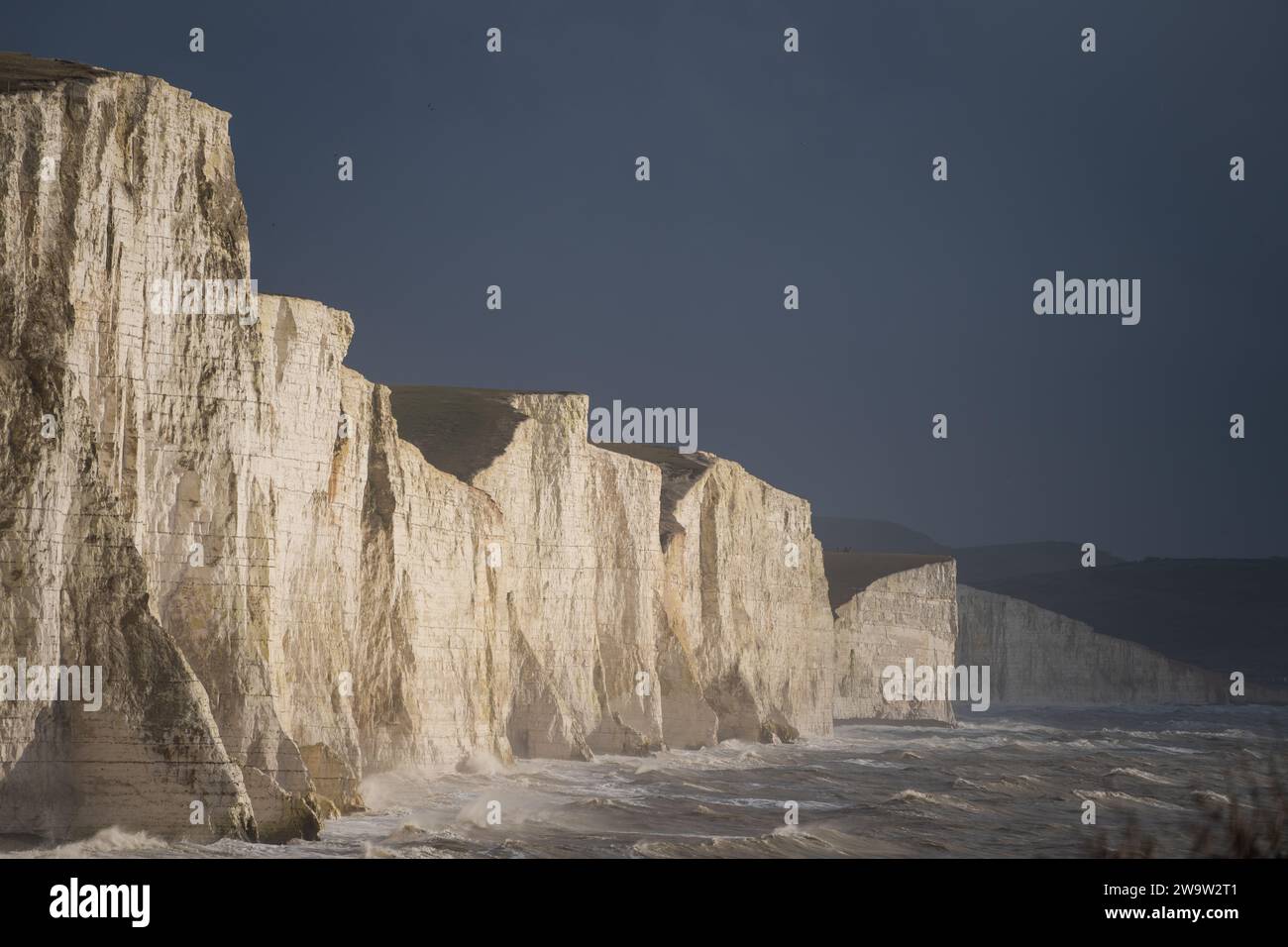 Vista delle sette Sorelle da Seaford Head nel Sussex Foto Stock