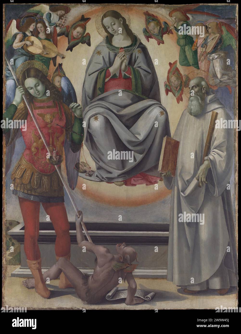 L'assunzione della Vergine con i santi Michele e Benedetto 1929 di Luca Signorelli Foto Stock