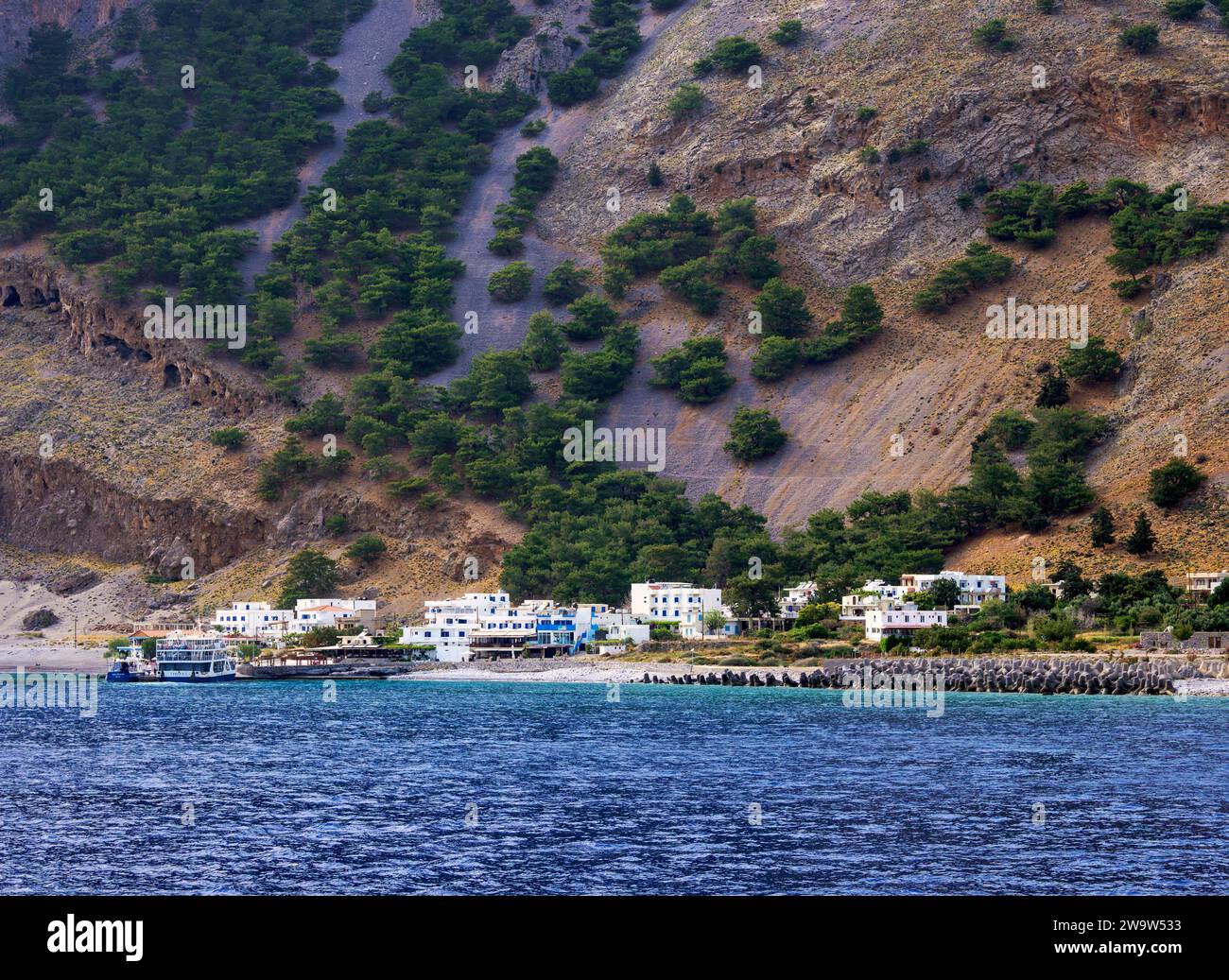 Agia Roumeli, regione della Canea, Creta, Grecia Foto Stock