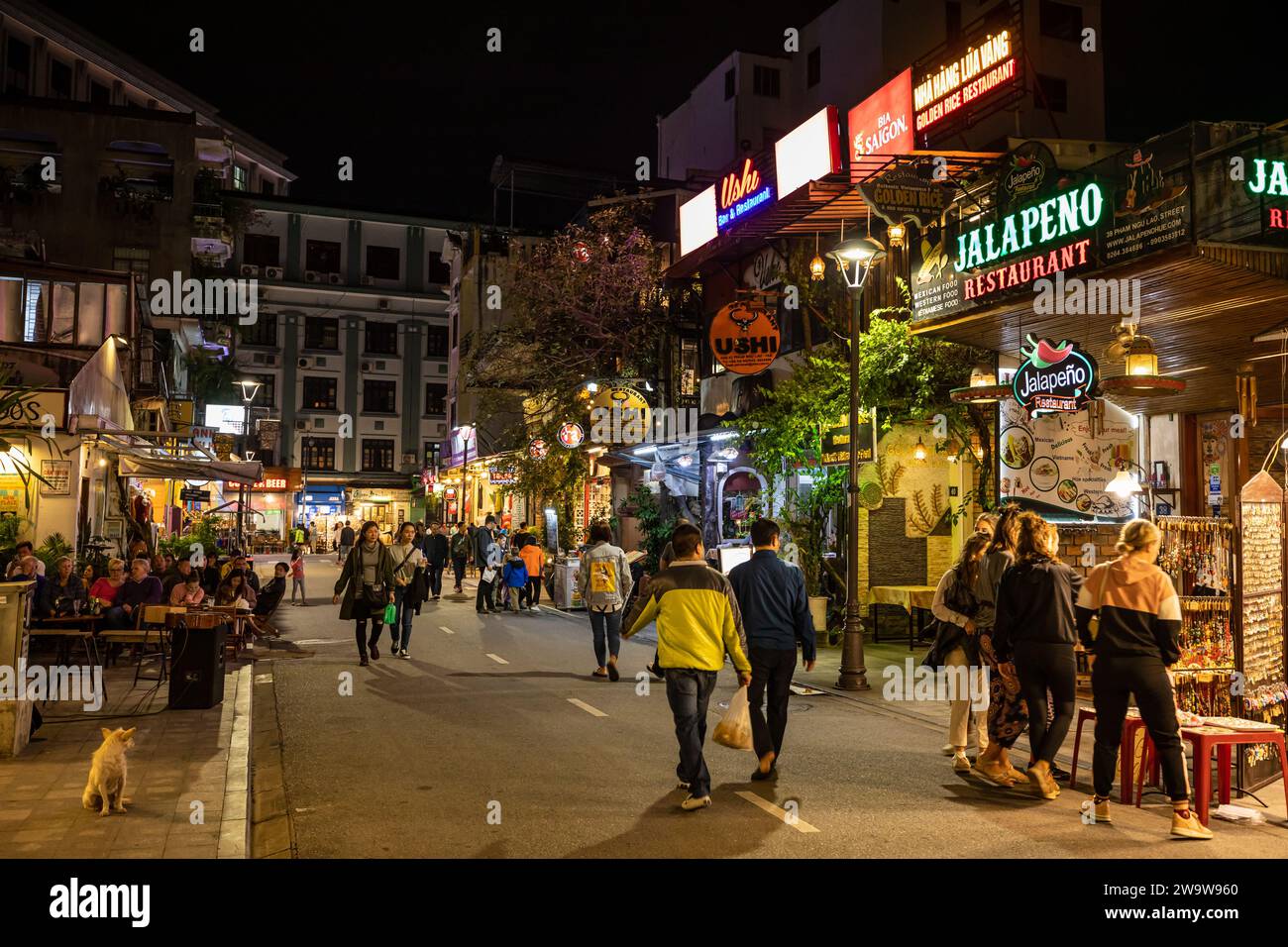 La notte nel centro di Hue in Vietnam Foto Stock