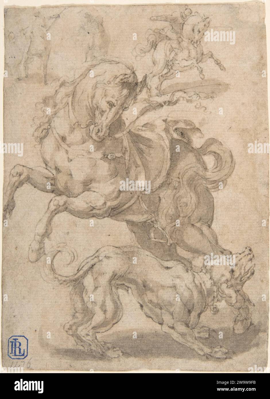 Horses and Dog 1947 di Jan van der Straet, chiamato Stradanus Foto Stock