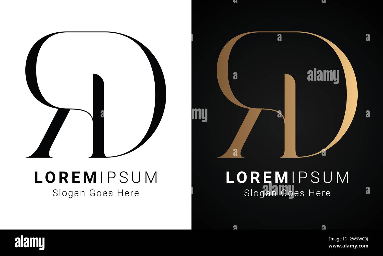 Design con logo Luxury iniziale DR o RD monogramma Text Letter Illustrazione Vettoriale