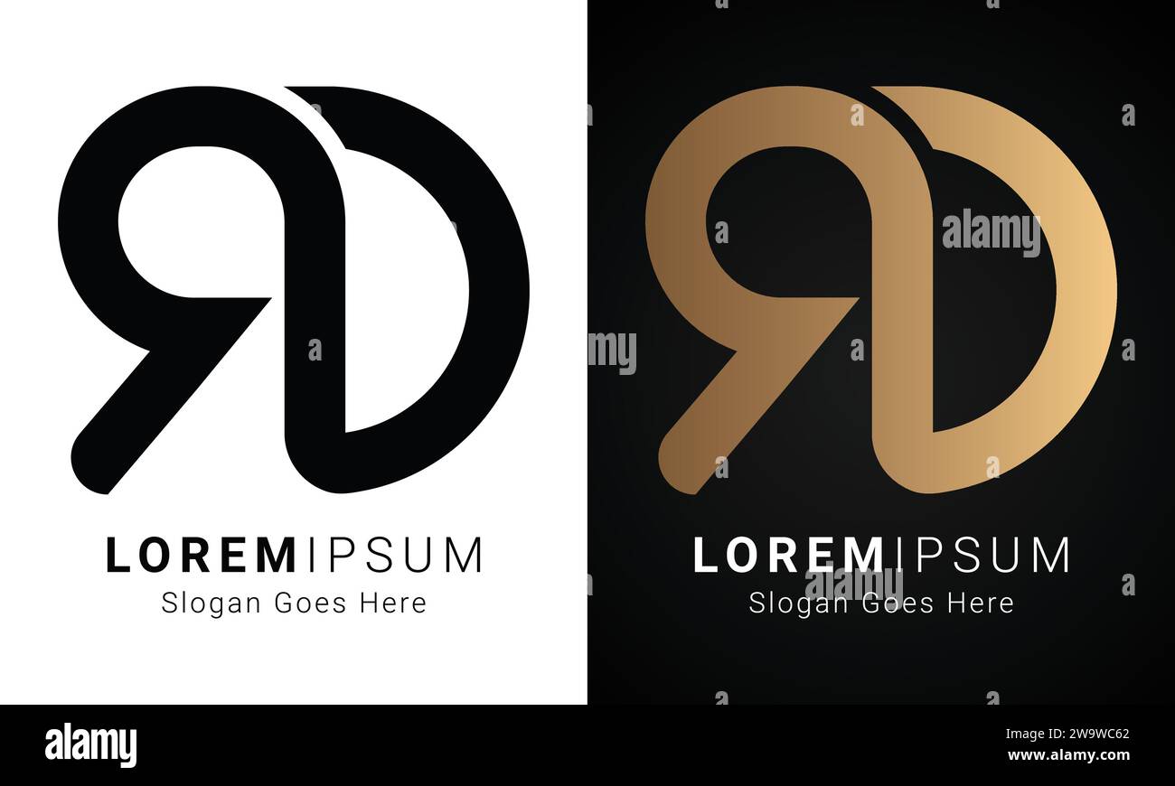 Design con logo Luxury iniziale DR o RD monogramma Text Letter Illustrazione Vettoriale