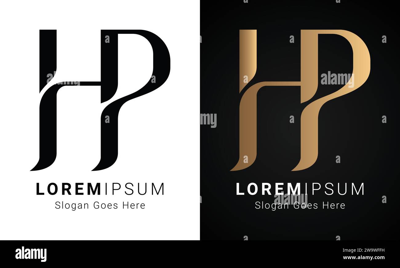 Design con logo monogramma HP o PH Luxury Initial Illustrazione Vettoriale