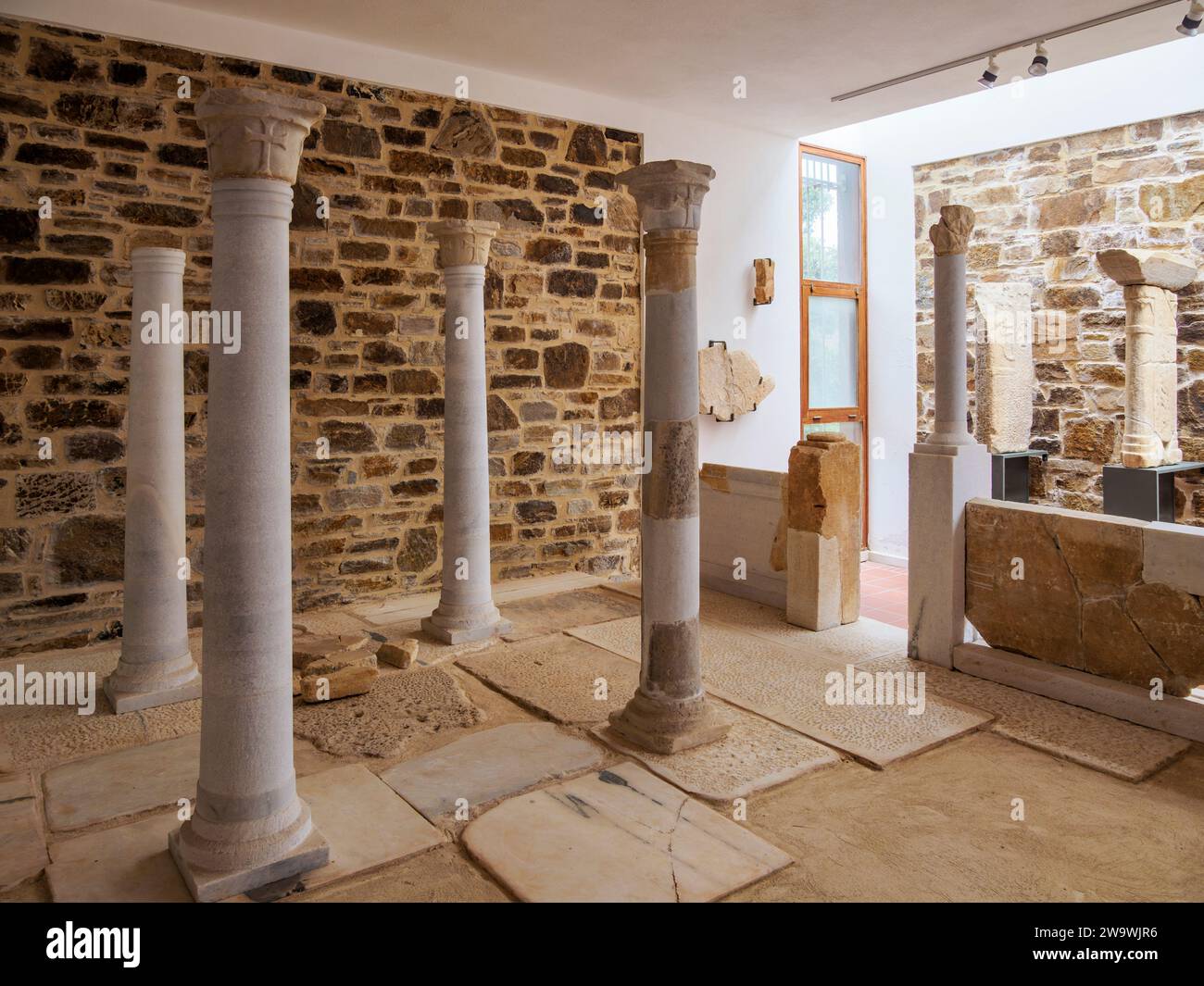 Tempio di Demetra, interno del museo, Sangri, isola di Naxos, Cicladi, Grecia Foto Stock