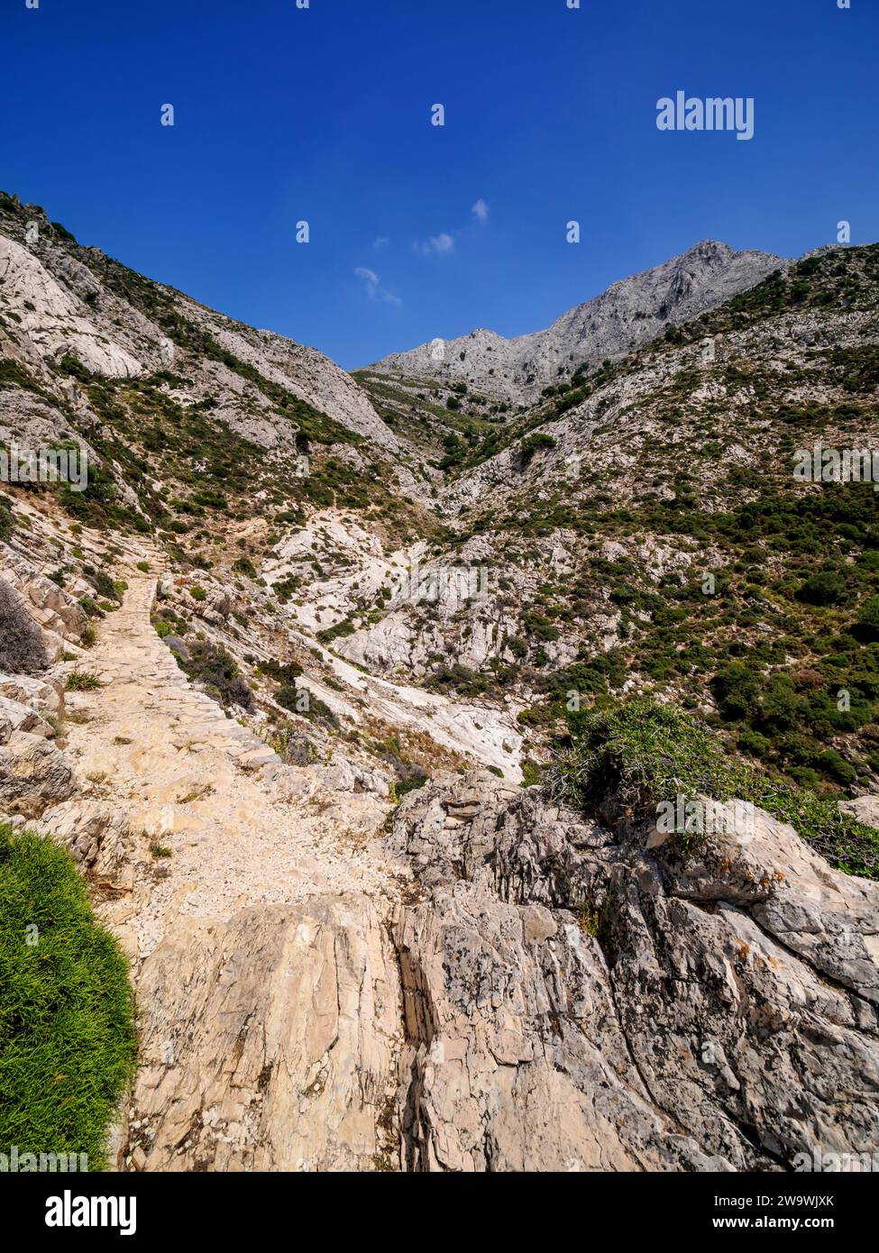 Sentiero per il monte ZAS o Zeus, l'isola di Naxos, le Cicladi, la Grecia Foto Stock