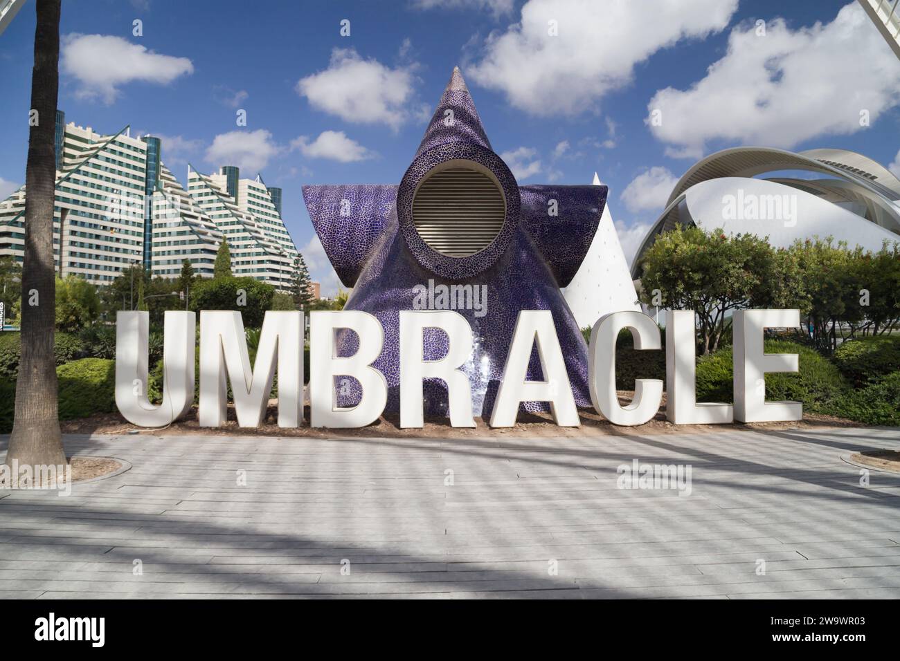 I Giardini Umbracle nella città delle Arti e delle Scienze di Valencia. Spagna. Foto Stock