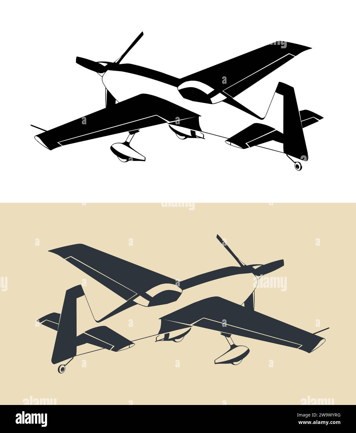 Illustrazione vettoriale stilizzata di aerei sportivi leggeri Illustrazione Vettoriale