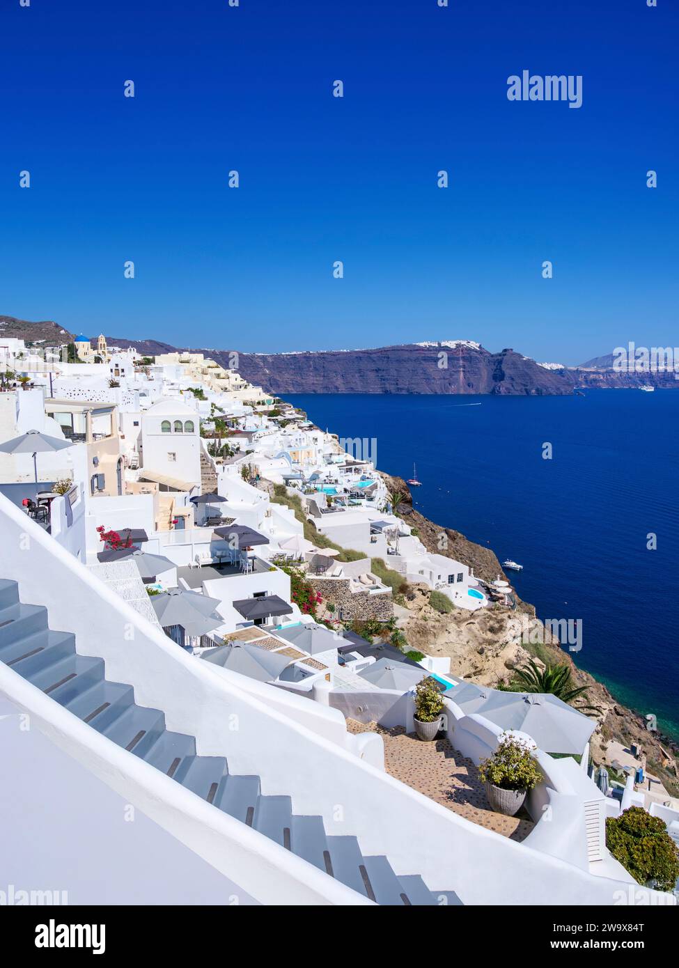 Oia Village, Santorini o Thira Island, Cicladi, Grecia Foto Stock