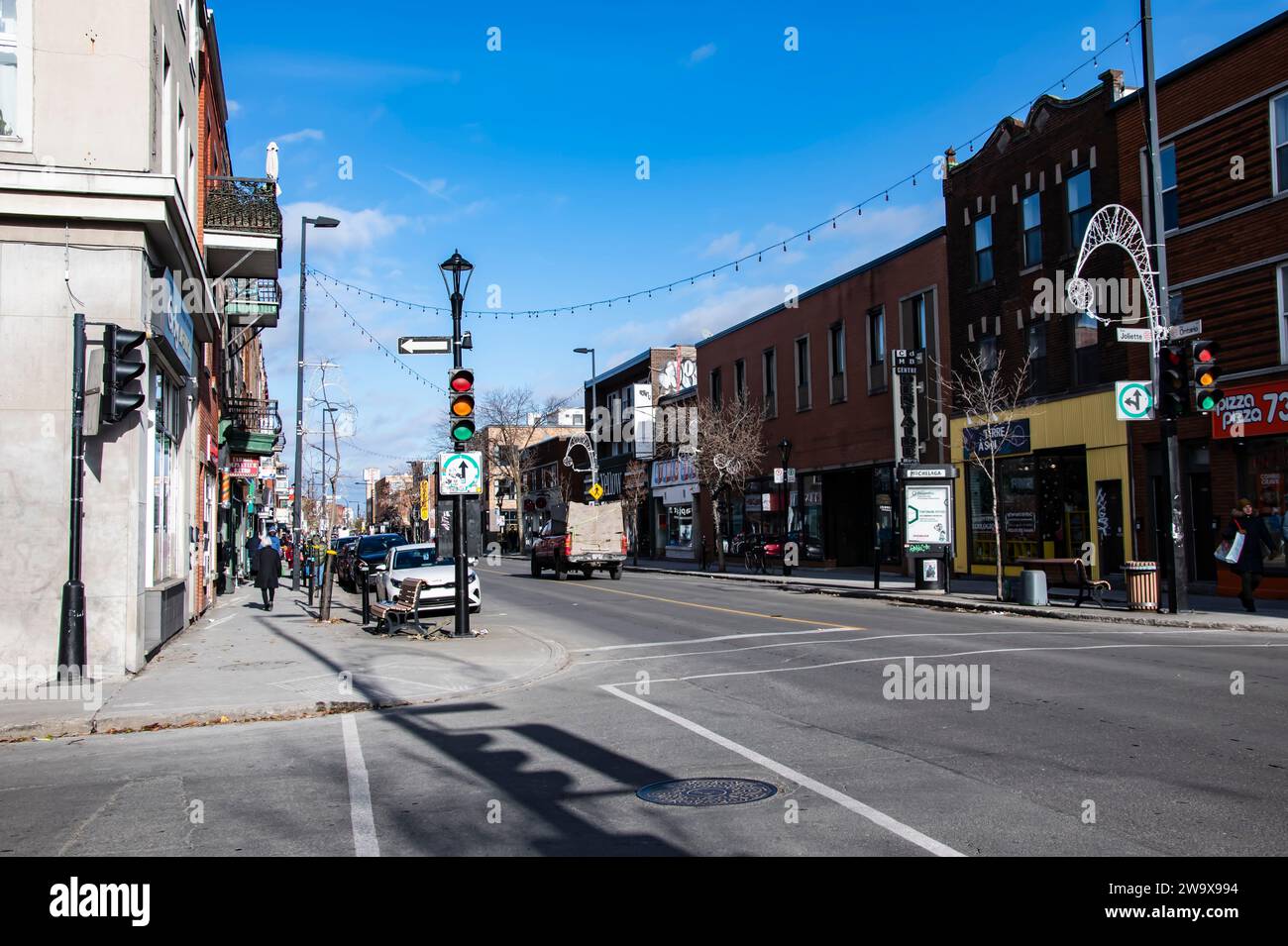 Ontario e Joliette Street nel quartiere Hochelaga a Montreal, Quebec, Canada Foto Stock