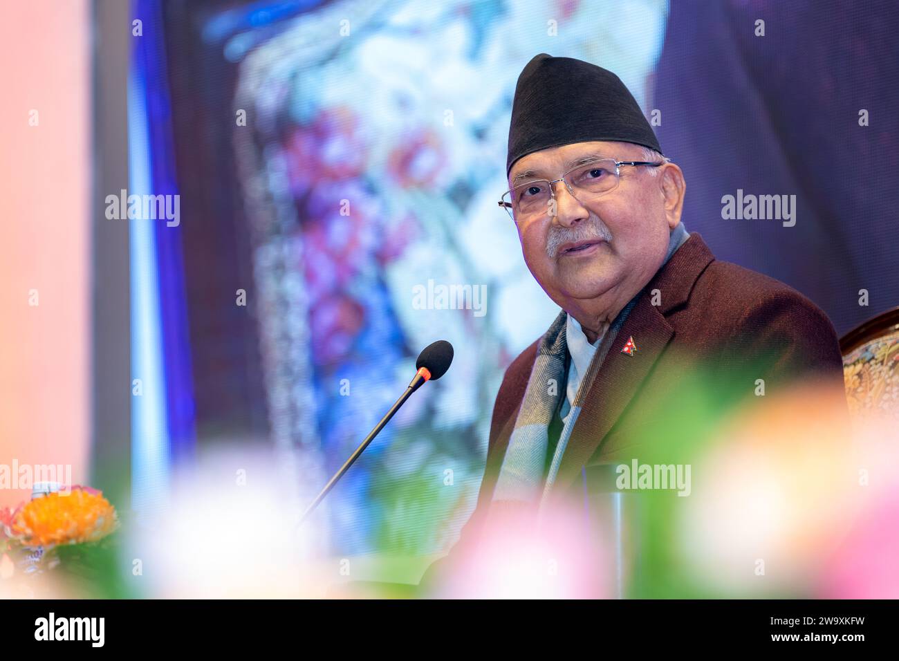 KP Sharma oli è l'ex primo ministro del Nepal. Foto Stock