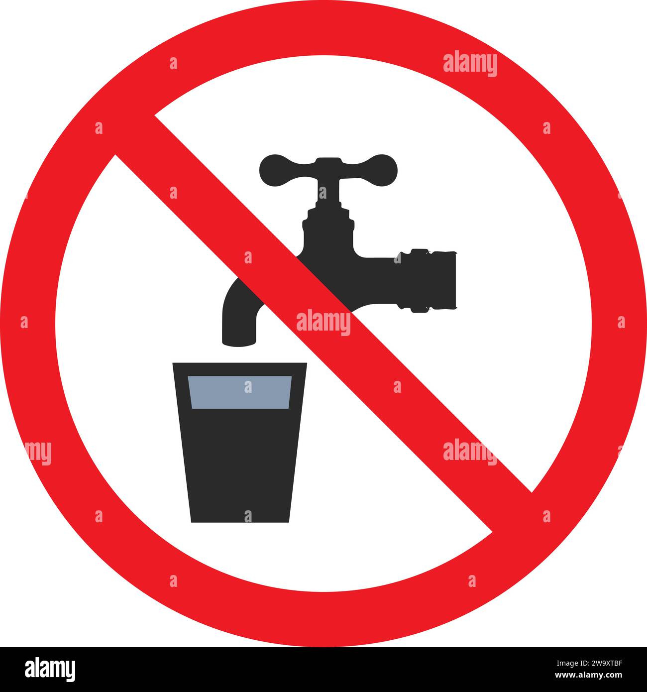 Segno di divieto dell'acqua potabile | segno di divieto | cartello di divieto dell'acqua Illustrazione Vettoriale
