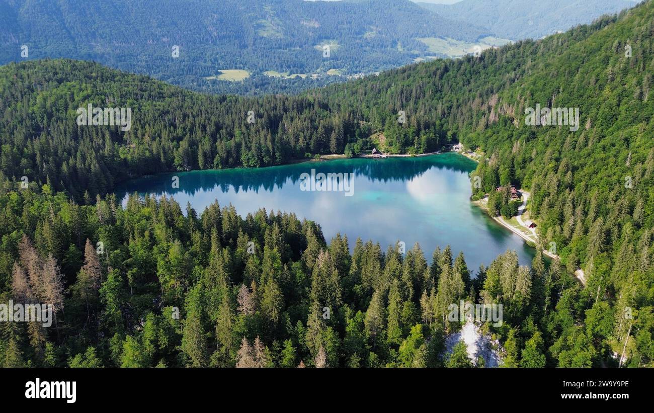 Foto del drone Lago Fusine Dolomiti superiori Italia europa Foto Stock