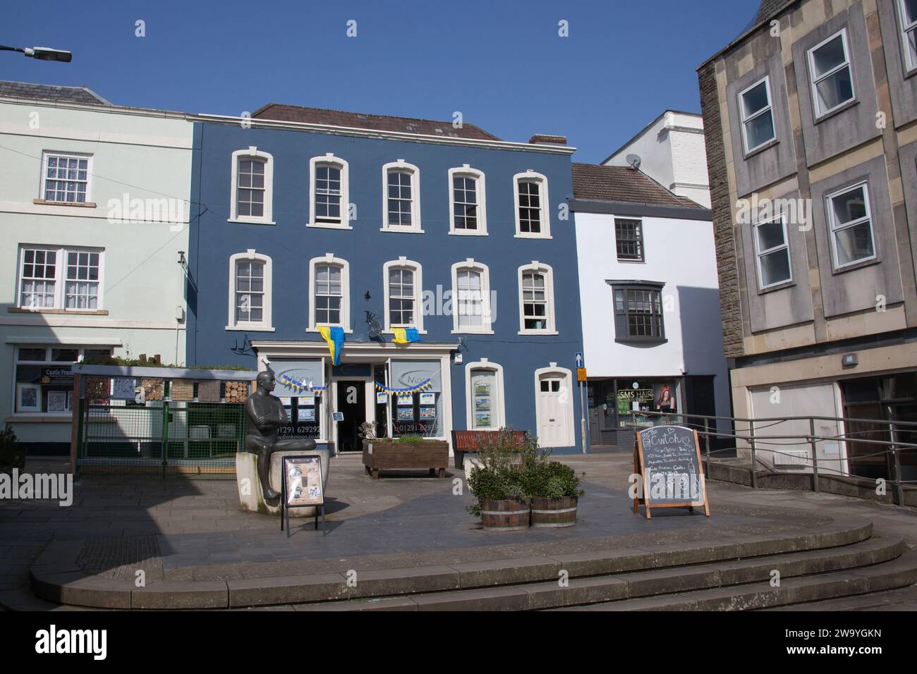 Vista sul centro di Chepstow, nel Monmouthshire, nel Galles, nel Regno Unito Foto Stock