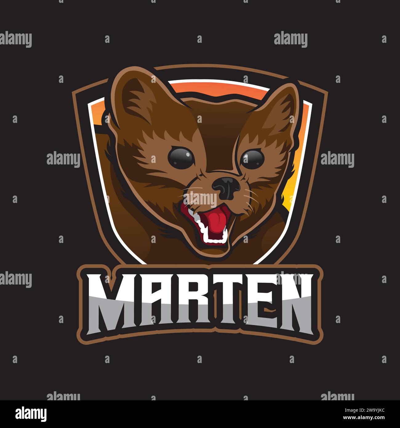 Logo Angry Marten Mascot Illustrazione Vettoriale