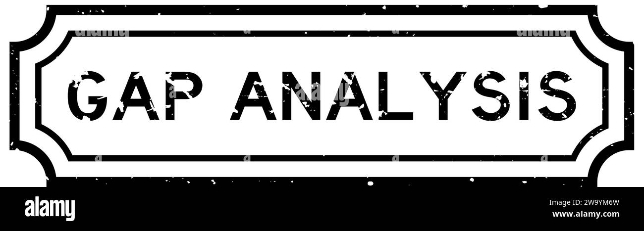 Timbro con sigillo in gomma per l'analisi del gioco nero grunge su sfondo bianco Illustrazione Vettoriale