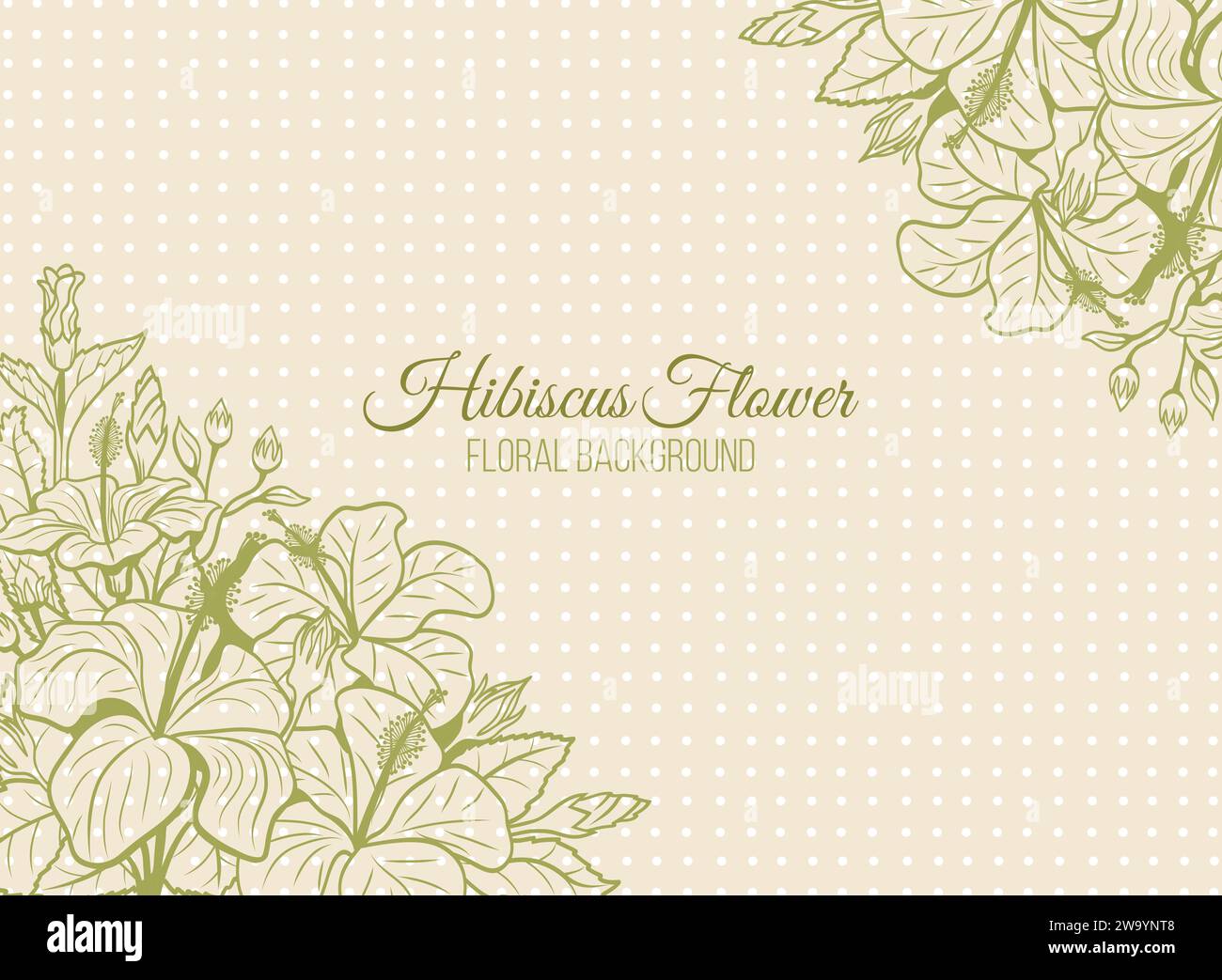 Fiore di ibisco sfondo verde morbido floreale Illustrazione Vettoriale