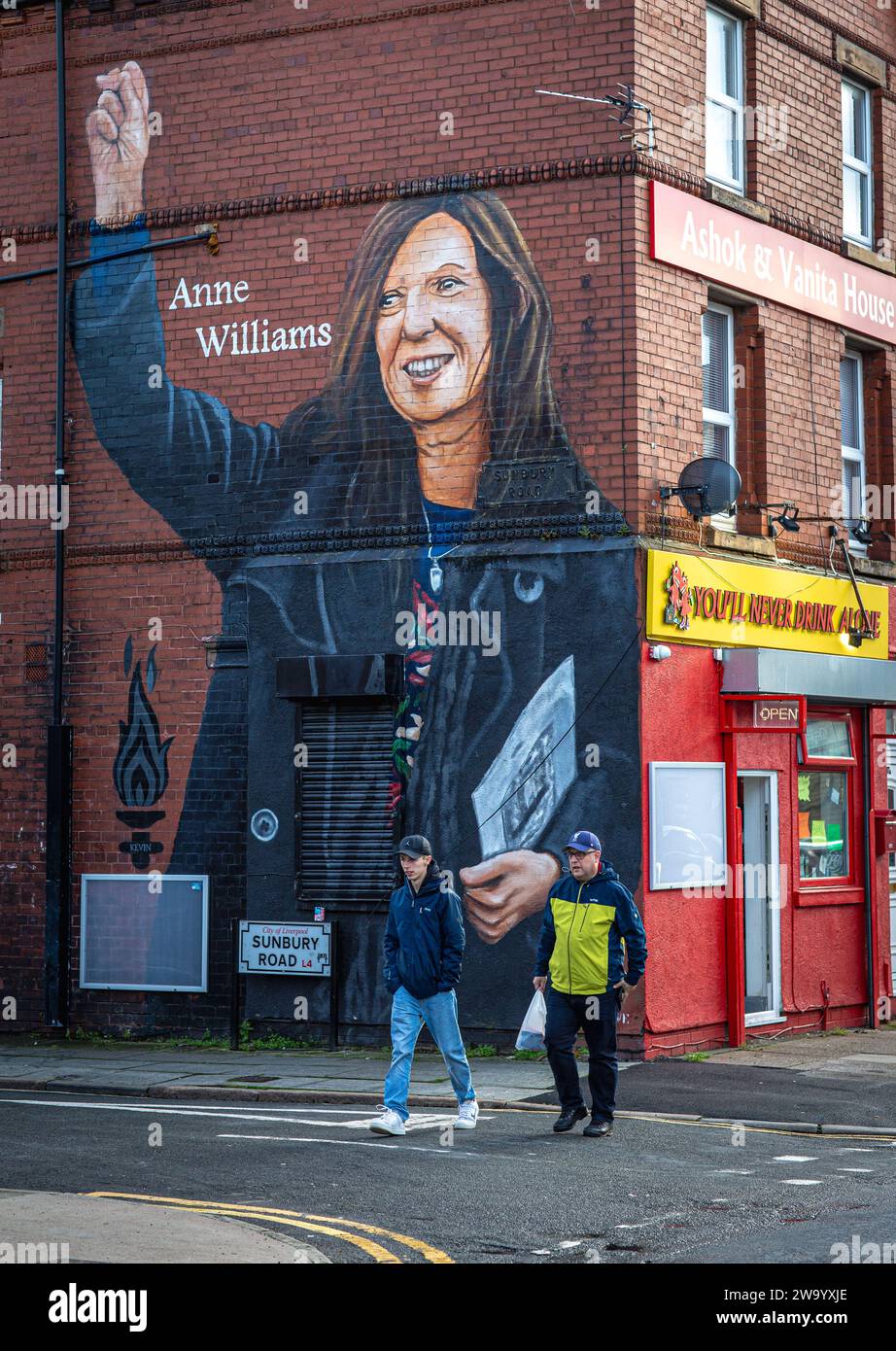 Murale di Anne Williams, attivista di Hillsborough, Anfield Foto Stock