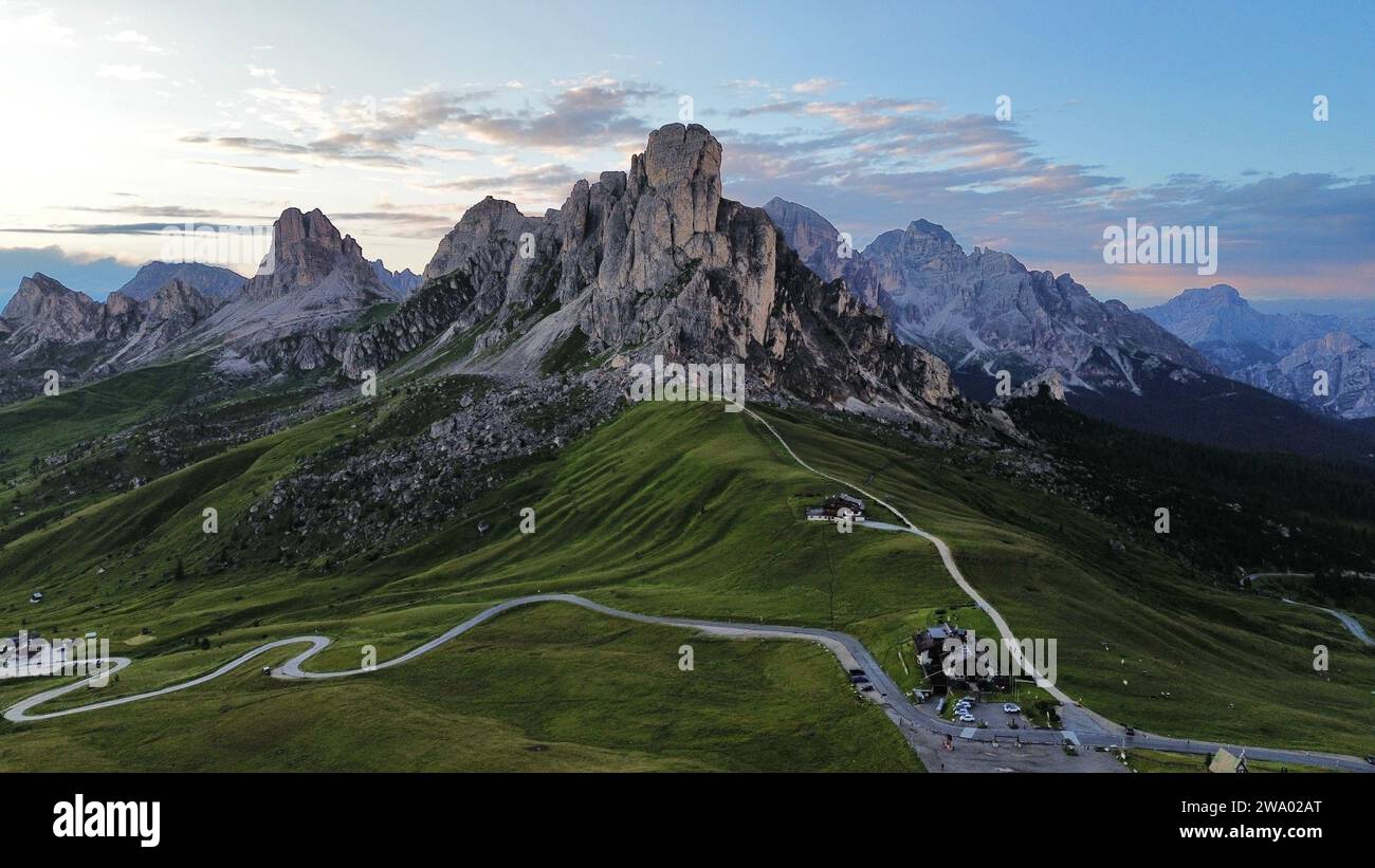 Foto drone passo giau Dolomiti Italia europa Foto Stock
