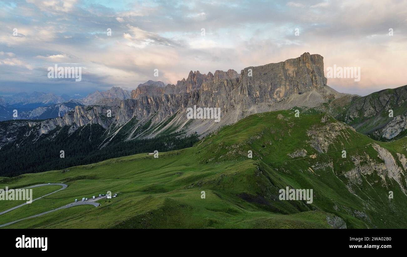 Foto drone passo giau Dolomiti Italia europa Foto Stock
