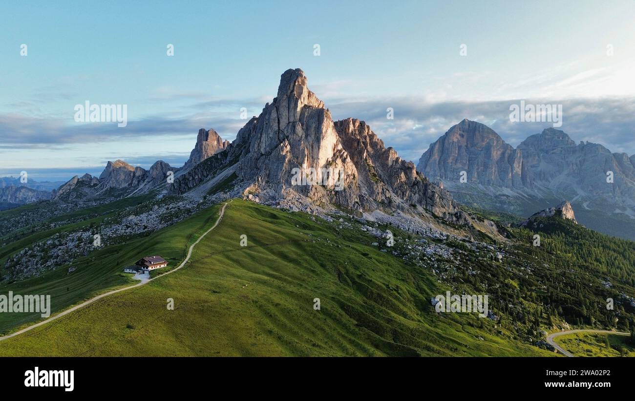Foto drone passo giau Dolomiti Italia europa Foto Stock