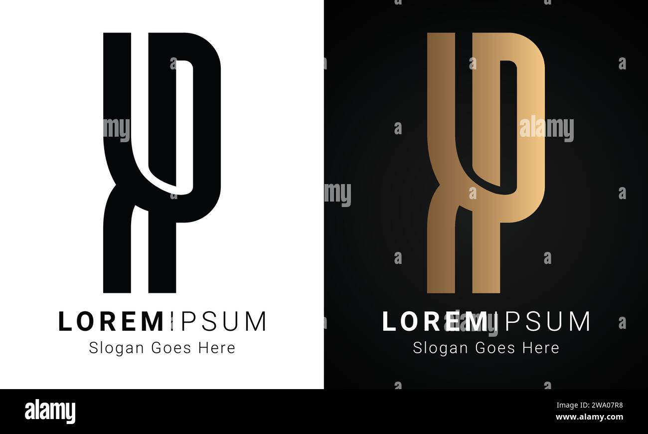 Design con logo lettera di testo monogramma KP o PK iniziale Luxury Illustrazione Vettoriale