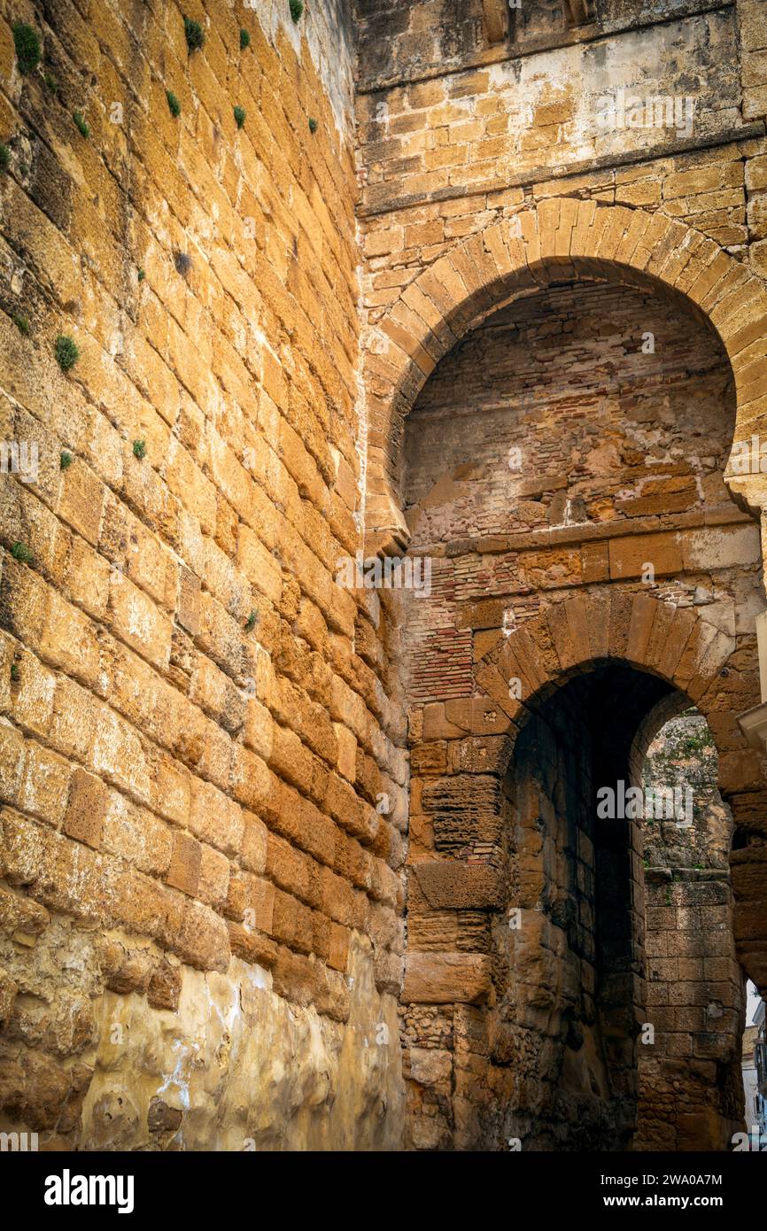 Dettaglio della porta di Siviglia nel Alcázar di Siviglia a Carmona, Siviglia, Andalusia, Spagna Foto Stock