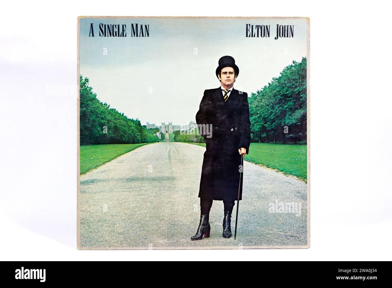Un singolo LP di elton john, casa discografica di razzi, che mostra Elton in posa su windsor Foto Stock