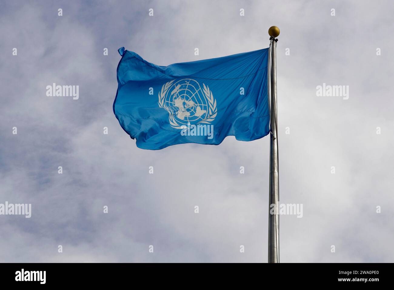 Bandiera, Nazioni Unite, sede delle Nazioni Unite, Manhattan, New York Foto Stock