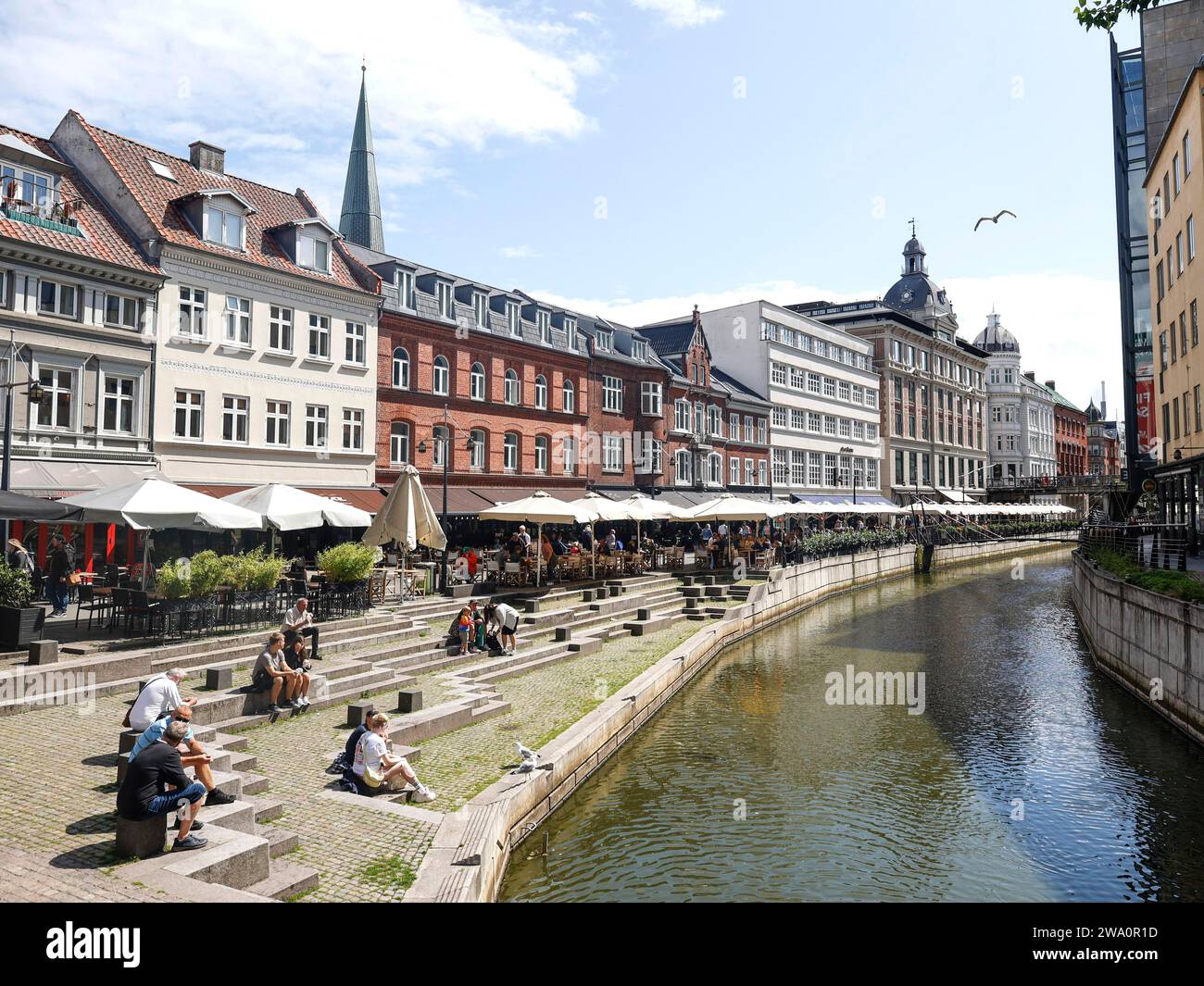 Old Town Aarhus, Danimarca, 25.07.2023, Europa Foto Stock