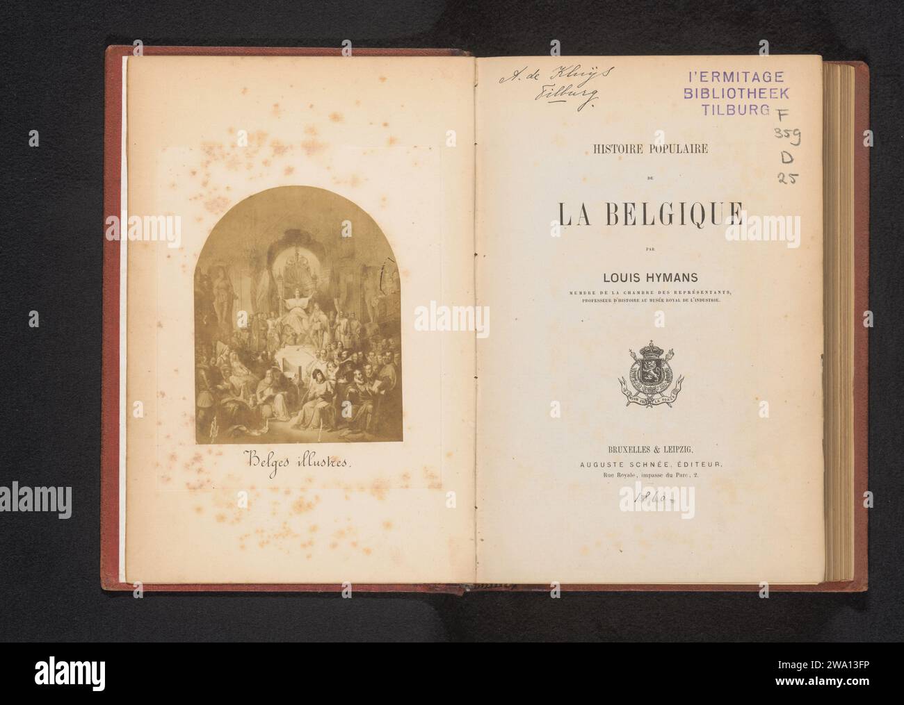 Storia popolare del Belgio, Louis Hymans, 1860 libro Bruxelles paper. supporto fotografico. lino (materiale). stampa su carta lucida/stampa in albume Foto Stock