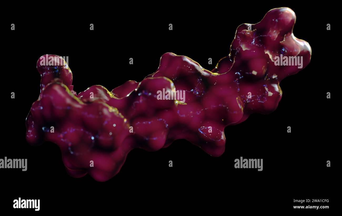 Il rendering 3D illustra il glucagone, un ormone peptidico secreto dalle cellule alfa del pancreas. Foto Stock