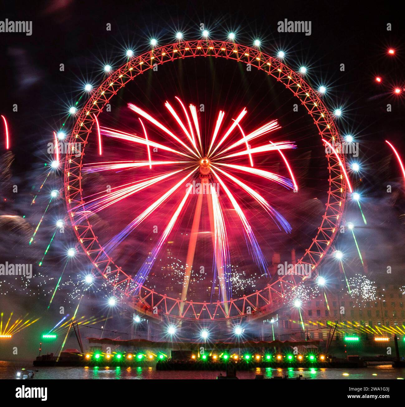 Spettacolo pirotecnico di Capodanno Londra 2024 al London Eye sul