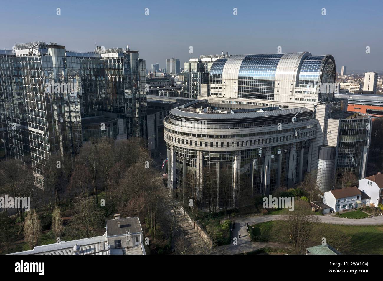 Vue sur le Parlement Europeen a Bruxelles | Vista sul Parlamento europeo a Bruxelles Emiciclo Foto Stock
