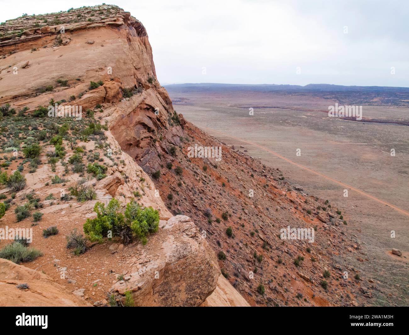 Comb Ridge Cliff con Cedar Mesa sullo sfondo, Utah, Stati Uniti Foto Stock
