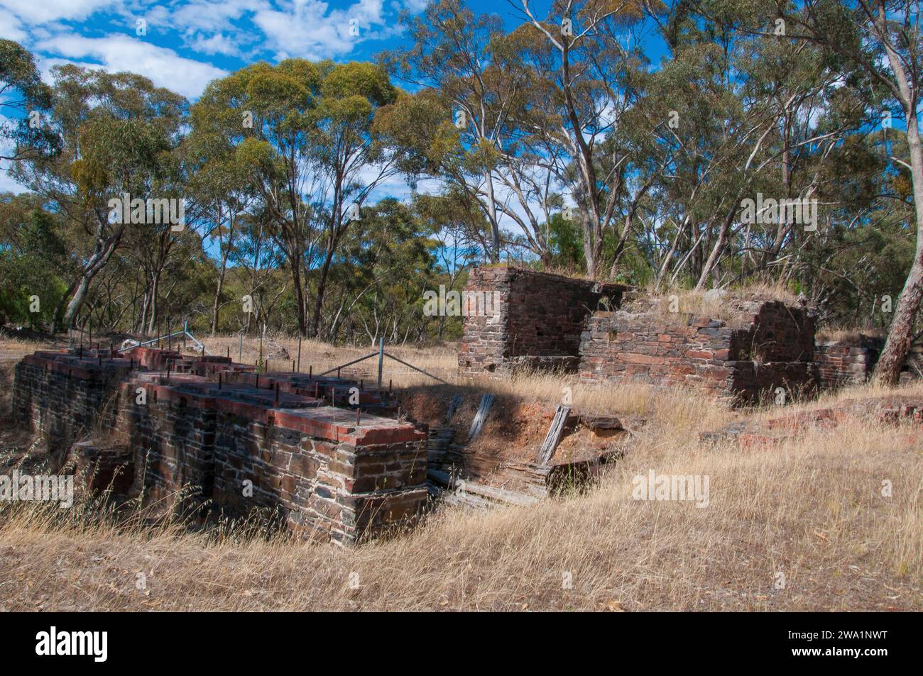 Lavori storici della miniera nord-britannica a Maldon, nei Goldfields centrali, Victoria, Australia Foto Stock