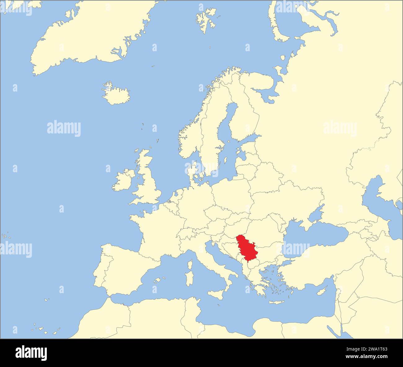 Mappa delle località DELLA REPUBBLICA DI SERBIA, EUROPA Illustrazione Vettoriale