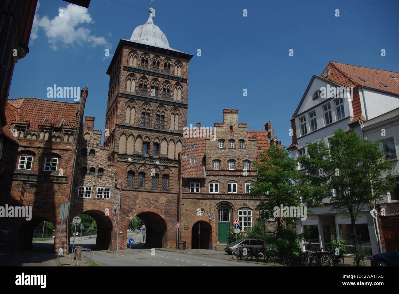 Burgtor Gate, Lubeck, Germania Est Foto Stock