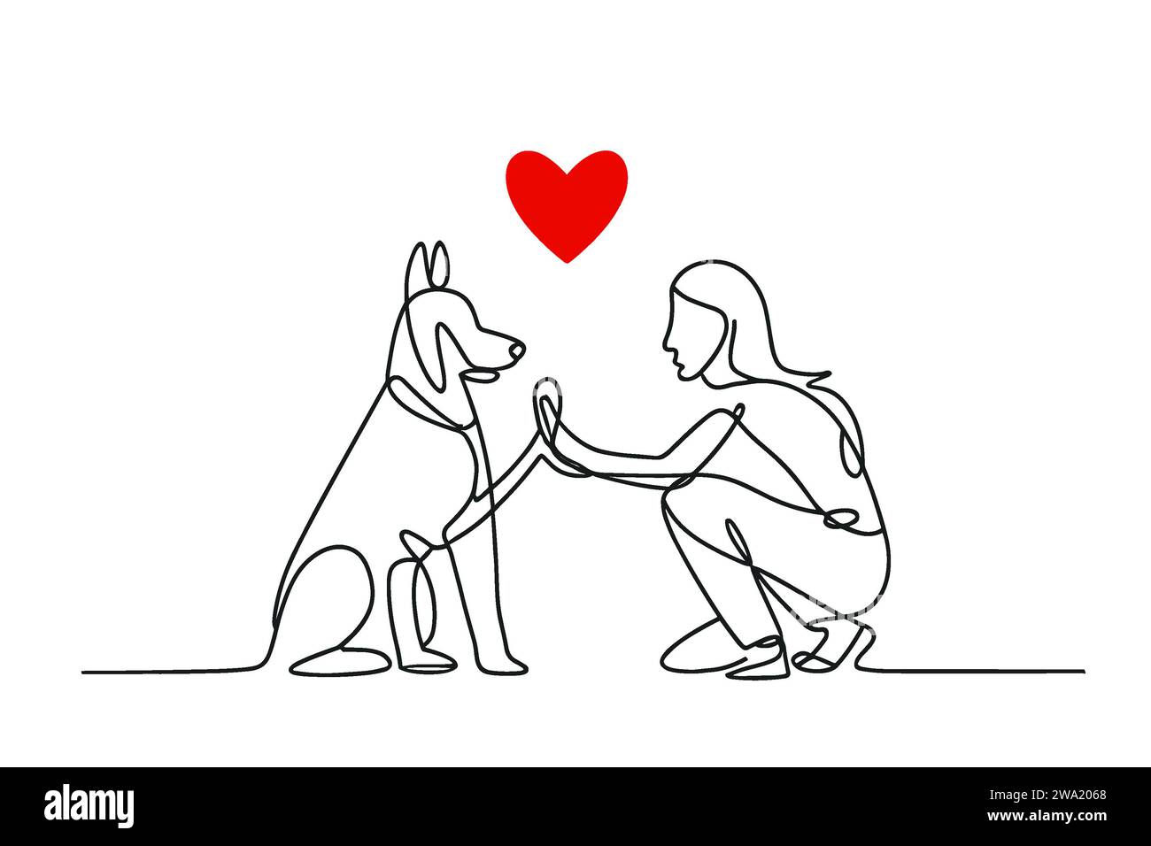 Illustrazione di un cane amorevole Foto Stock