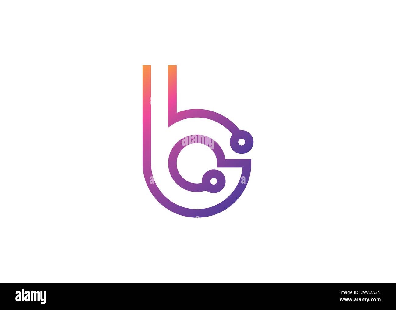 Modello di design del logo con monogramma vettoriale Letter B Technology. Molecola lettera B, Science and Bio Technology logo Vector Illustrazione Vettoriale