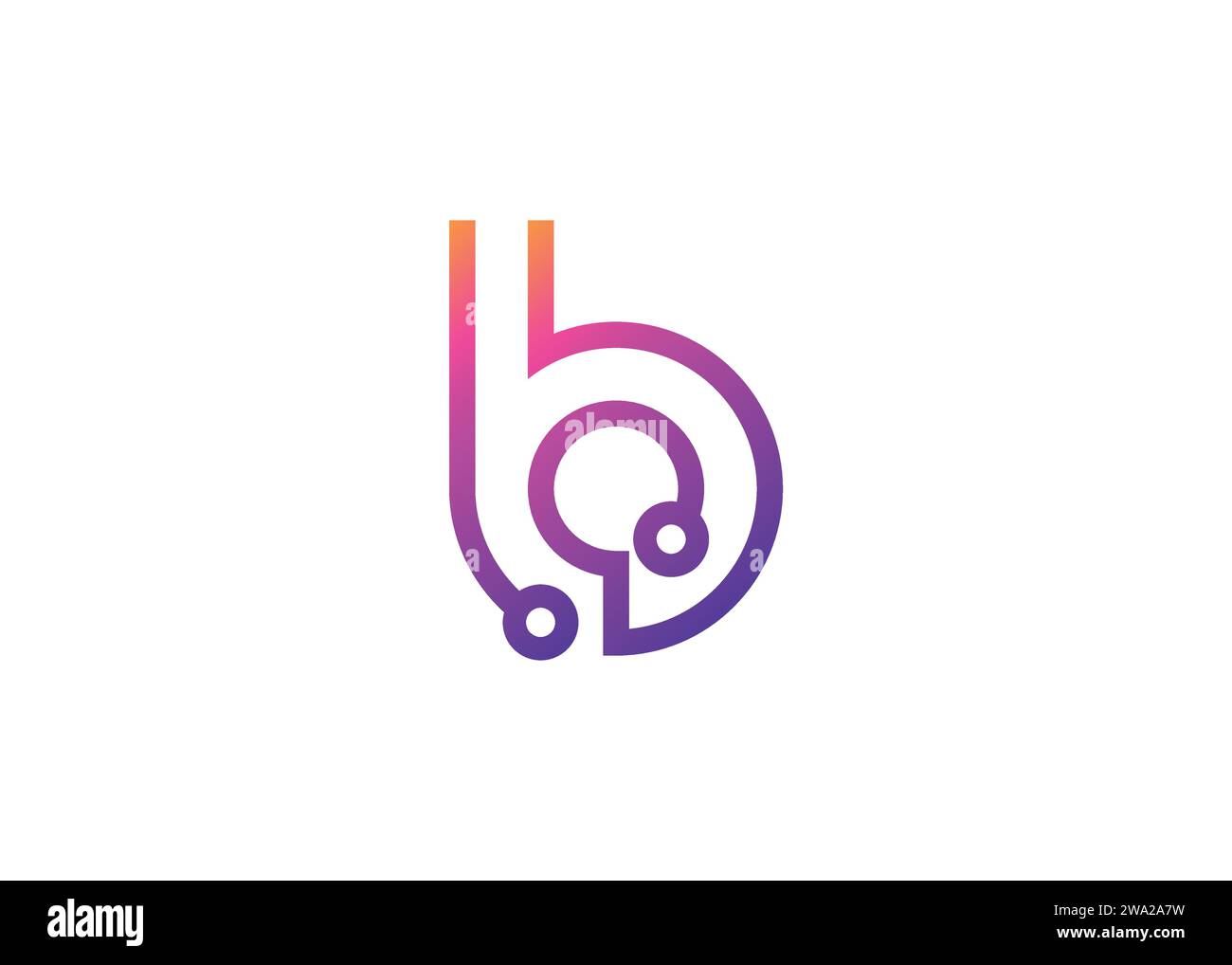 Modello di design del logo con monogramma vettoriale Letter B Technology. Molecola lettera B, Science and Bio Technology logo Vector Illustrazione Vettoriale