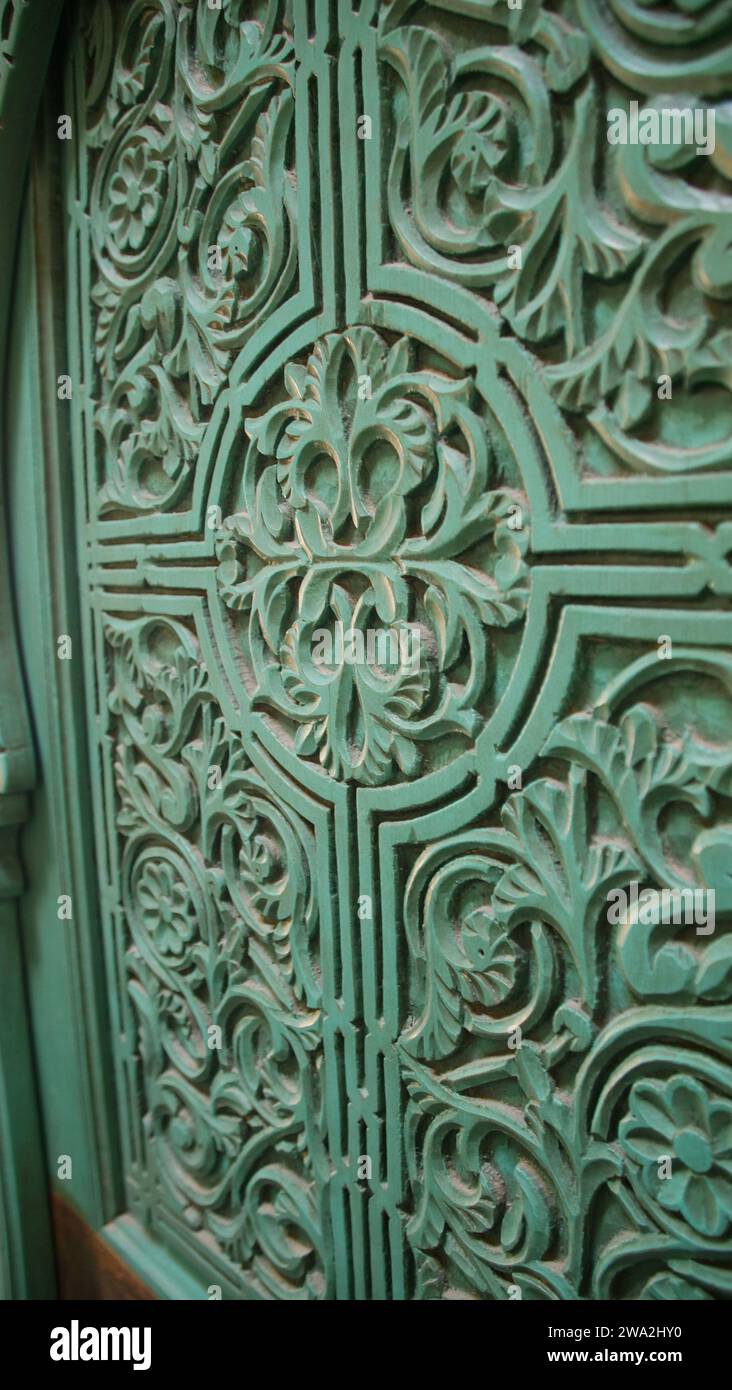 Primo piano della storica porta marocchina Foto Stock