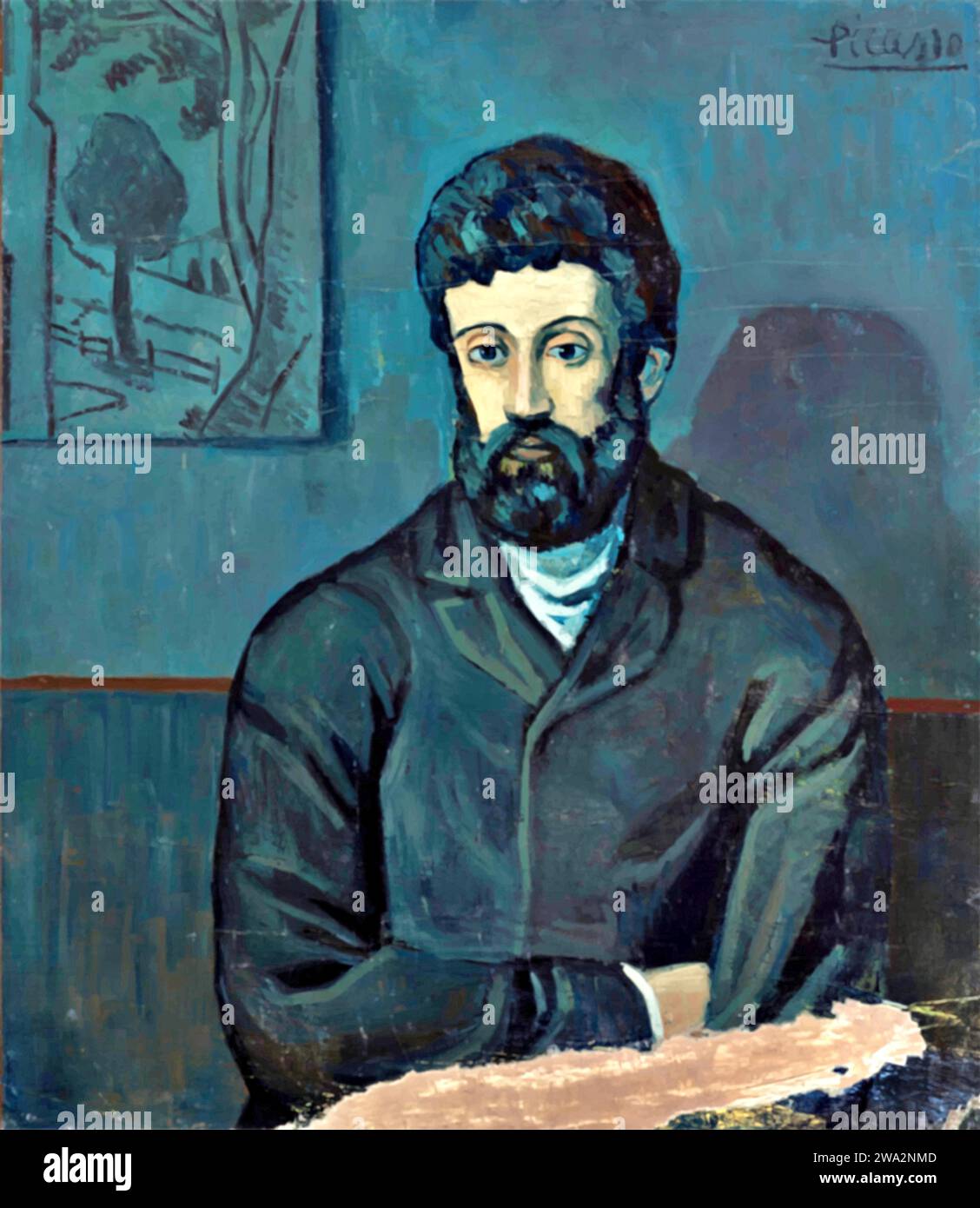 L'uomo in angoscia, 1902 (Pittura) dell'artista Picasso, Pablo (1881-1973) spagnolo. Illustrazione Vettoriale