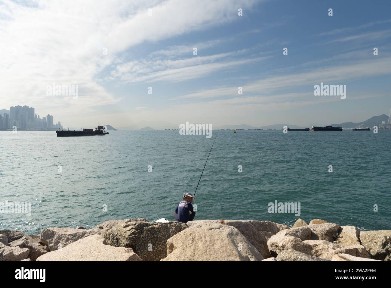 West Kowloon Cultural District Waterfront, Hong Kong Foto Stock