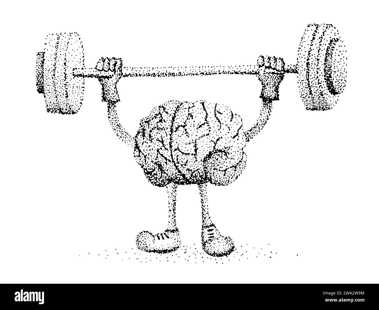 Cervello con un campanello in mano Illustrazione Vettoriale