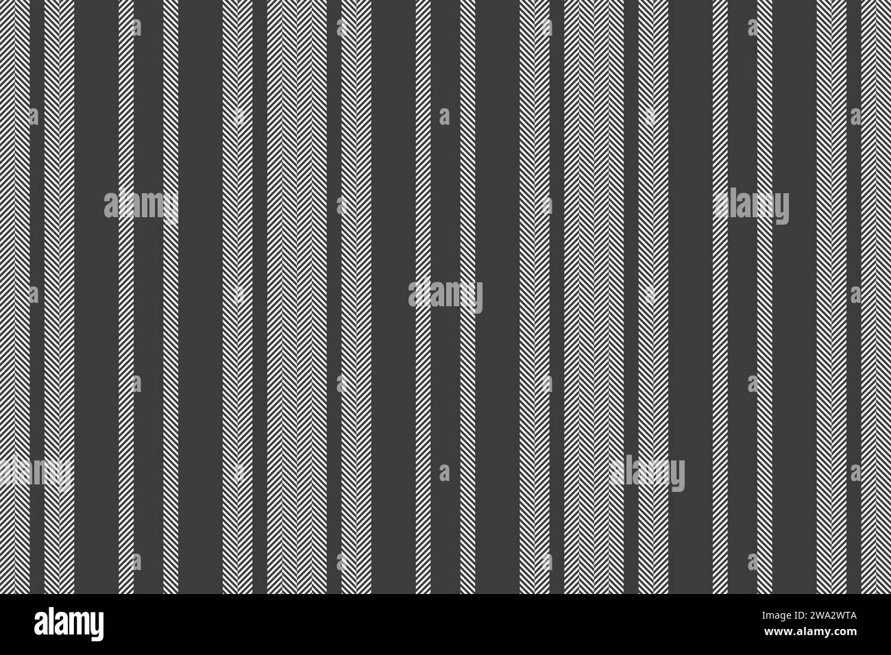 Sfondo tessuto senza cuciture con linee a strisce con una texture tessile vettoriale verticale nei colori grigio e bianco. Illustrazione Vettoriale